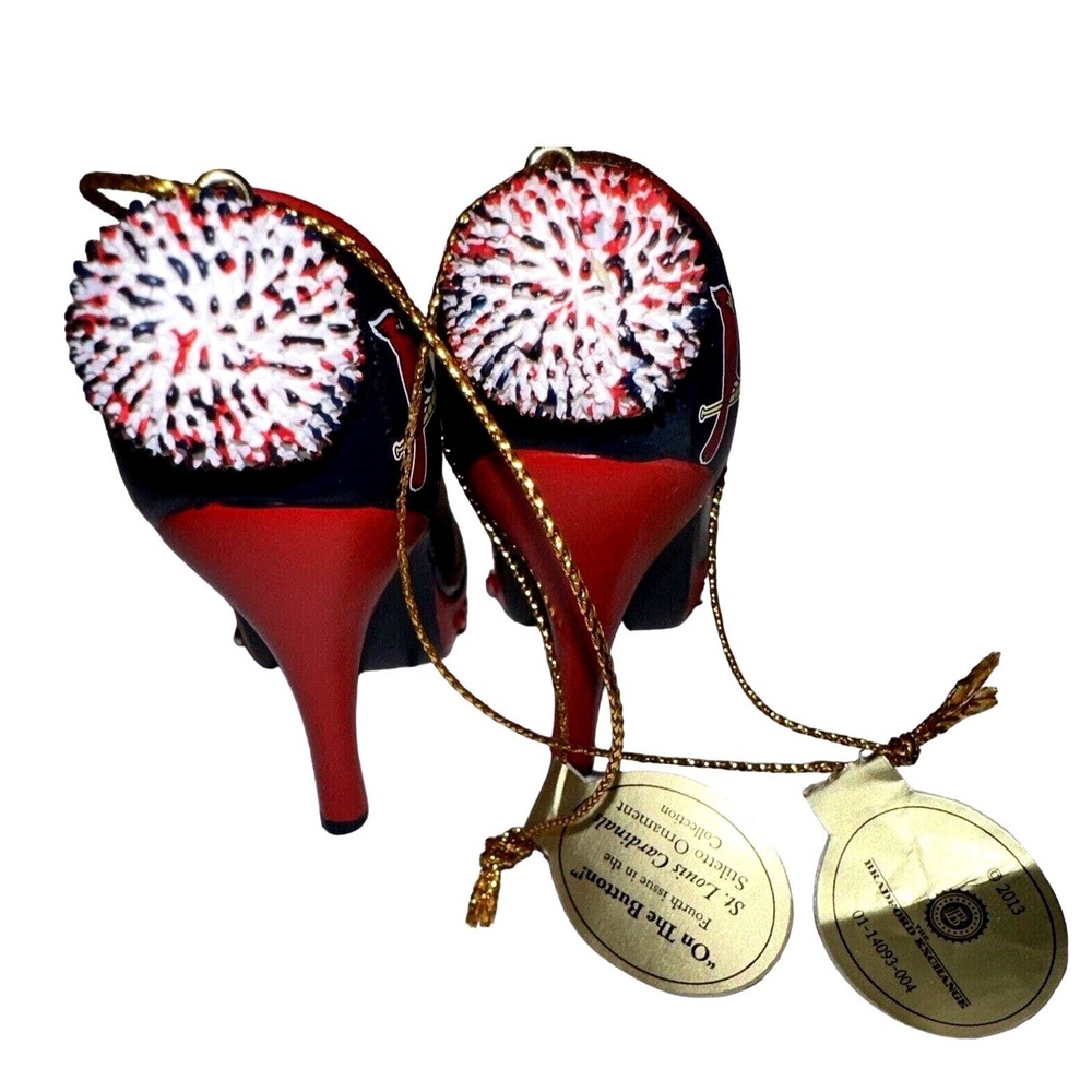 Bradford Exchange St. Louis Cardinals Shoe Ornament High Heel Baseball Pom Pom - Picture 2 of 10